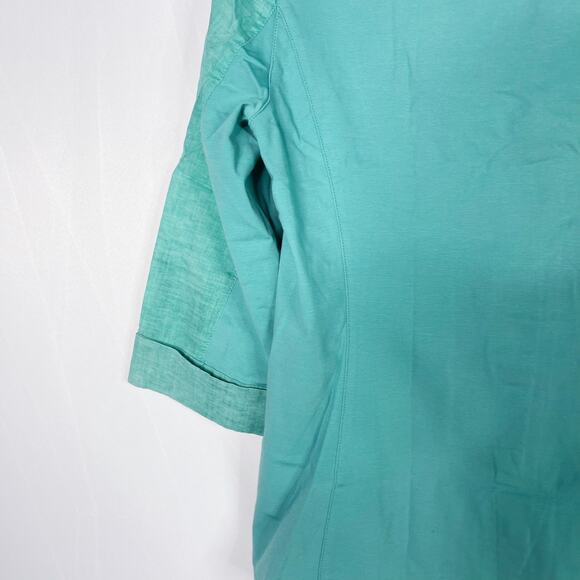 Teal Woven 3/4 Sleeve Button Front Shirt Small S Athletic Activewear Hiking - Picture 8 of 8